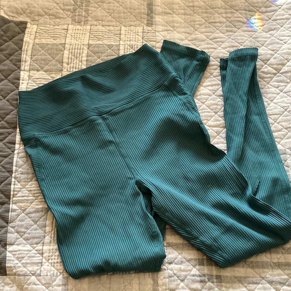 Emerald green Ribbed Leggings